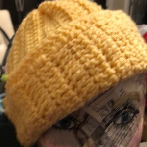 Hand crocheted hat. Sunshine yellow . New w tag